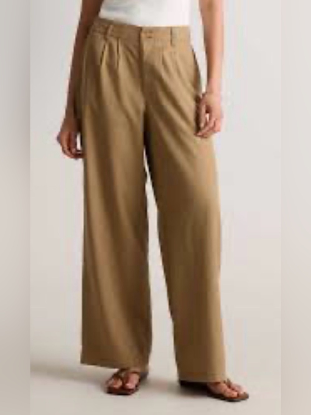 Quince Drapey Twill Pleated Trouser Baywood Size 6